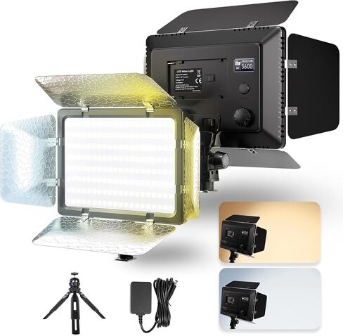 Mettlelite SL240B LED Video Light with Barndoor & Mini Tripod, Ultra Bright Bi-Color Panel, Dimmable 3200K-5600K CRI 95+, Portable Studio Lighting Kit for Photography, Video & Live Streaming in Kuwait