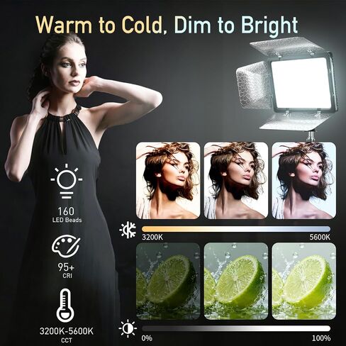 Mettlelite SL240B LED Video Light with Barndoor & Mini Tripod, Ultra Bright Bi-Color Panel, Dimmable 3200K-5600K CRI 95+, Portable Studio Lighting Kit for Photography, Video & Live Streaming in Kuwait