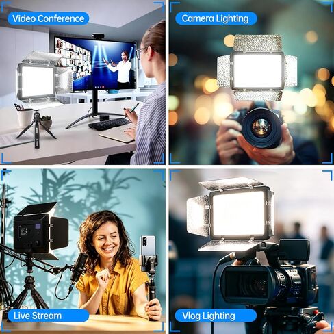 Mettlelite SL240B LED Video Light with Barndoor & Mini Tripod, Ultra Bright Bi-Color Panel, Dimmable 3200K-5600K CRI 95+, Portable Studio Lighting Kit for Photography, Video & Live Streaming in Kuwait