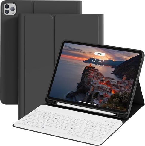 iPad Pro 11" 4th/3rd/2nd Gen Case Keyboard, Ergonomic, Cream White in Saudi Arabia