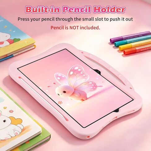 حافظة لهاتف Samsung Galaxy Tab A9 Plus/للكمبيوتر اللوحي A11+ Plus مقاس 11 بوصة للأطفال والبنات غطاء واقٍ متين من السيليكون مقاوم للصدمات مع حامل قلم رصاص وحامل دوار لجهاز Tab A9+/ A11+ حافظة للنساء، وردي in Kuwait