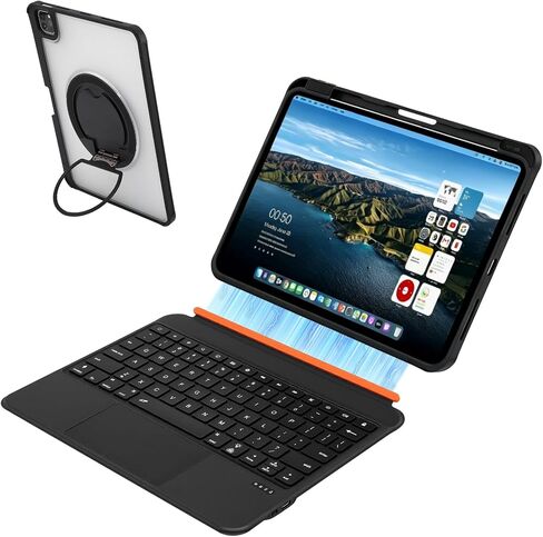 حافظة لوحة مفاتيح mobee لجهاز iPad Pro 12.9 بوصة (الجيل الثالث/الرابع/الخامس/السادس) وiPad Air 13 بوصة (M4 2026/M3/M2) - لوحة مفاتيح بإضاءة خلفية مغناطيسية قابلة للفصل مع لوحة تتبع وحامل أقلام ومسند قابل للدوران 360 درجة in Kuwait