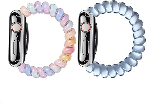 MORWLAT Elastic Beaded Watch Band Compatible with Apple Watch 38/40/41/42/44/45/46/49mm, Cute Spring Coil Telephone Cord Stretch Bracelet Strap, Women Fashion Resin Beads Wristband for iWatch Series 11 10 9 8 7 6 5 4 3 2 1 SE Ultra 2 Ultra in Saudi Arabia