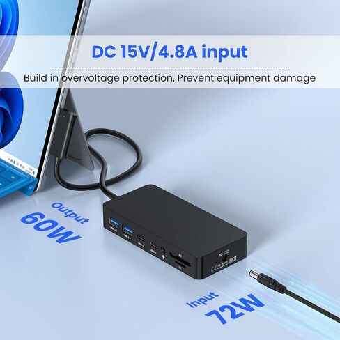 Surface Docking Station, 4K@60Hz Triple Display via HDMI, DP & USB C, 12-in-1 with 120W Power Adapter for Surface Laptop 5/4/3 & Surface Pro 11/10/9/8/7/X, Surface Go/Book in Kuwait