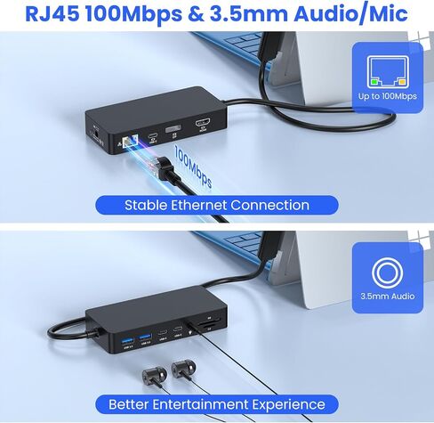 Surface Docking Station, 4K@60Hz Triple Display via HDMI, DP & USB C, 12-in-1 with 120W Power Adapter for Surface Laptop 5/4/3 & Surface Pro 11/10/9/8/7/X, Surface Go/Book in Kuwait