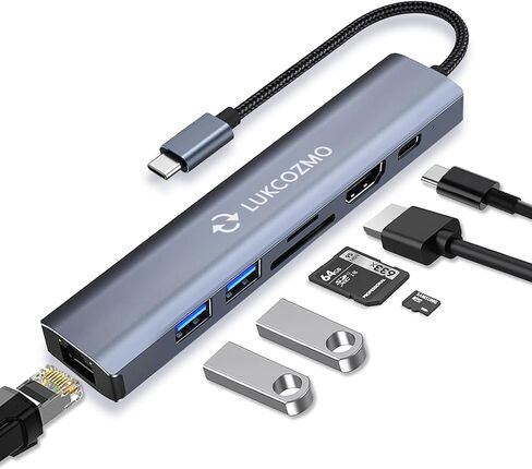 محطة إرساء محور USB C 7 في 1 مع منفذ HDMI 4K وإيثرنت 100 وات PD in Kuwait