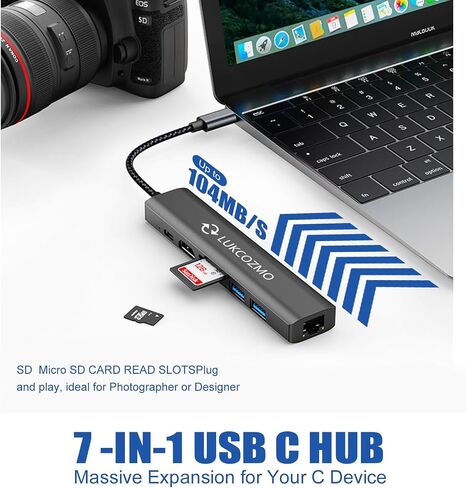 محطة إرساء محور USB C 7 في 1 مع منفذ HDMI 4K وإيثرنت 100 وات PD in Kuwait