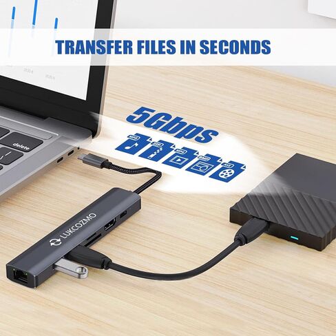 محطة إرساء محور USB C 7 في 1 مع منفذ HDMI 4K وإيثرنت 100 وات PD in Kuwait