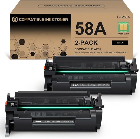 58A CF258A Toner Cartridge Black Compatible for HP 58A 2 Pack (with Chip) in Saudi Arabia