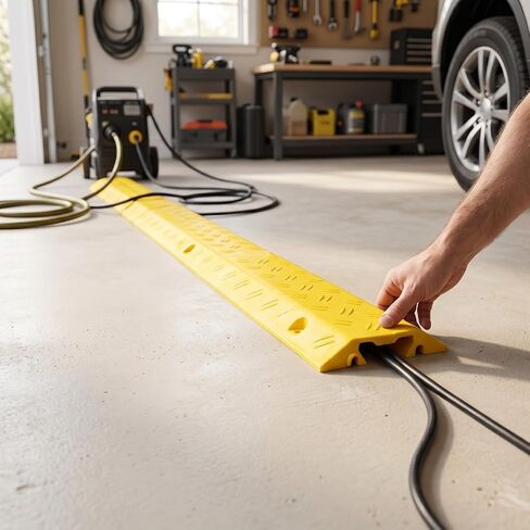 Diydeg Heavy Duty Cable Protector, Rubber Cord Cover with Spacious Channel Modular Interlocking System Weather Proof Surface, Sturdy Wire Protection Ramp for Driveway Sidewalk Garage in Kuwait
