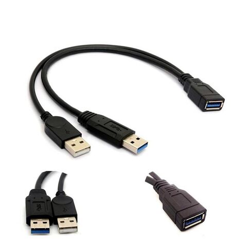 ALINNA GRLRCR أسود USB 3.0 أنثى إلى USB مزدوج ذكر طاقة إضافية Y تمديد كابل مهايئ مقسم لقرص صلب محمول 2.5 بوصة (5 عبوات) in Kuwait