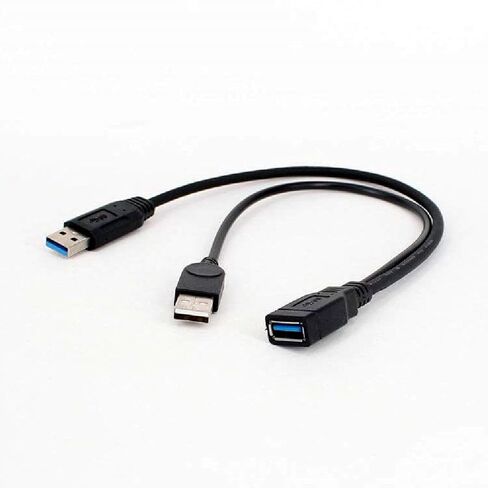 ALINNA GRLRCR أسود USB 3.0 أنثى إلى USB مزدوج ذكر طاقة إضافية Y تمديد كابل مهايئ مقسم لقرص صلب محمول 2.5 بوصة (5 عبوات) in Kuwait