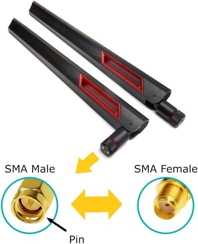 10dBi Tri-Band Adjustable External WiFi Antenna Pair | SMA Male Black/Red in Kuwait