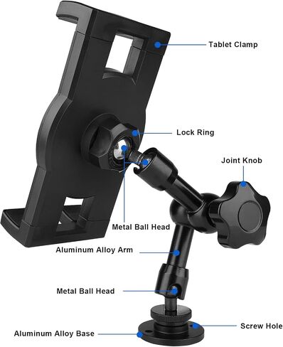 حامل هاتف شاحنة Mippko Drill Base لـ 3.5~7.5 بوصة iPhone/HTC/LG/Nexus/Huawei/الهواتف الذكية، مناسب للشاحنات والسيارات والشاحنات والمركبات وحامل من سبائك الألومنيوم قابل للتعديل 360 درجة in Kuwait
