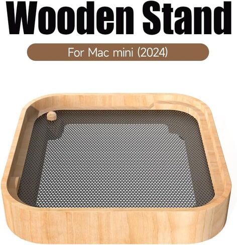 حامل قاعدة خشبي MOSHOU لجهاز 2024 Mac mini M4/M4 Pro، حامل على شكل قوس، زر طاقة متقدم، وصول مضاد للغبار، تبريد لتجنب الخدش، ملحقات أساسية مضادة للانزلاق، منظم سطح المكتب (زان) in Kuwait