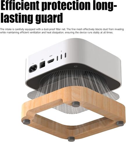 حامل قاعدة خشبي MOSHOU لجهاز 2024 Mac mini M4/M4 Pro، حامل على شكل قوس، زر طاقة متقدم، وصول مضاد للغبار، تبريد لتجنب الخدش، ملحقات أساسية مضادة للانزلاق، منظم سطح المكتب (زان) in Kuwait