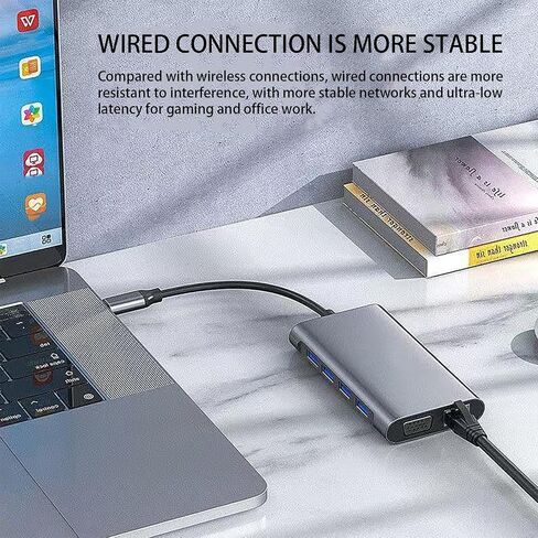 xingbaichen11-in-1 USB C Hub & Adapter - 4K, Type C PD, USB 3.0, RJ45 Ethernet, SD/TF Card Reader, 3.5mm AUX - Versatile Docking Station for MacBook Pro/Air & Other Type C Laptops (11in1) in Kuwait