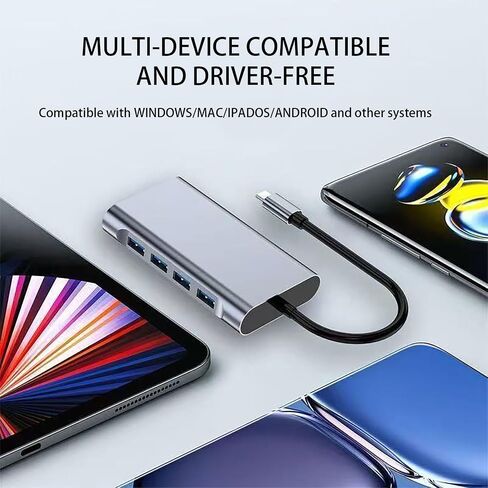 xingbaichen11-in-1 USB C Hub & Adapter - 4K, Type C PD, USB 3.0, RJ45 Ethernet, SD/TF Card Reader, 3.5mm AUX - Versatile Docking Station for MacBook Pro/Air & Other Type C Laptops (11in1) in Kuwait