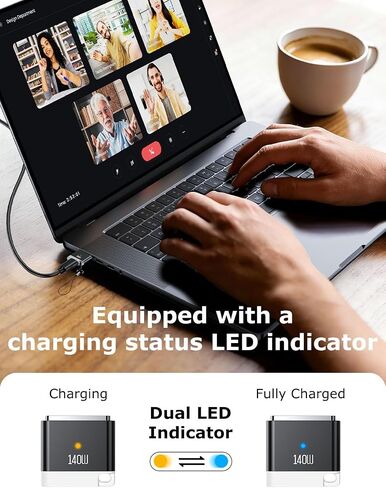 140W USB C to Magnetic 3 Adapter with Lanyard, Portable and Lightweight with LED Light Adaptor, Magnetic to C Adapter Fit for MacBook Pro(M1-M5, 2021-2025)14"/16", MacBook Air(M2-M5, 2023-2025)13"/15" in Kuwait
