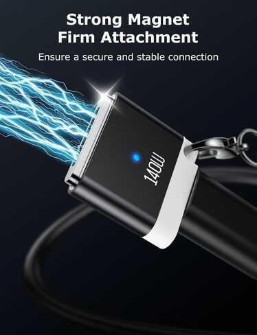 140W USB C to Magnetic 3 Adapter with Lanyard, Portable and Lightweight with LED Light Adaptor, Magnetic to C Adapter Fit for MacBook Pro(M1-M5, 2021-2025)14"/16", MacBook Air(M2-M5, 2023-2025)13"/15" in Kuwait