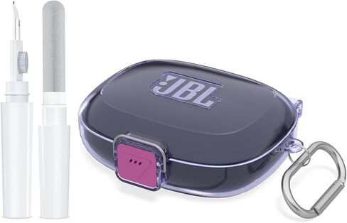 [Upgrade Secure Lock] for JBL Endurance Peak 4 Case Cover with Cleaner kit, Protective PC Transparent Hard Shell Compatible with JBL Endurance Peak 4 Charging Case with Keychain(Clear Grey) in Kuwait