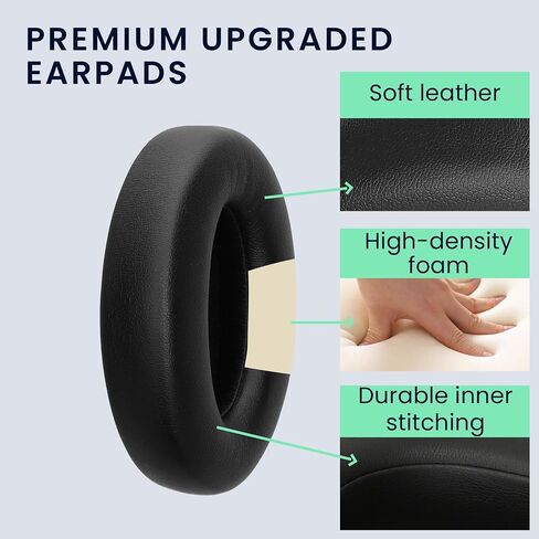 kwmobile Ear Pads Compatible with BERIBES WH305 Earpads - 2X Replacement for Headphones - Black in Saudi Arabia