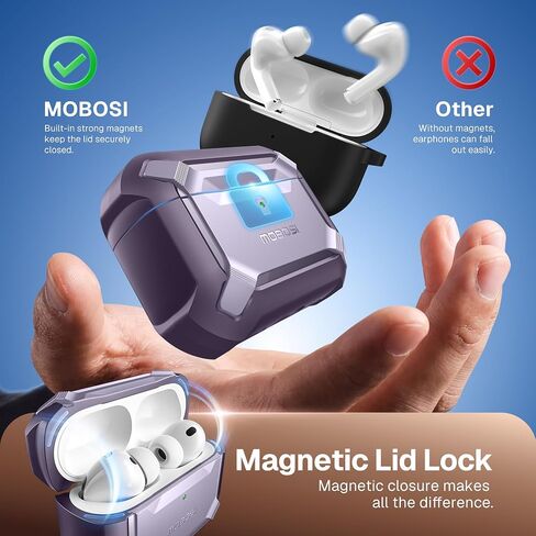 MOBOSI for AirPods Pro 3 Case with Magnetic Lid Lock,Purple in Saudi Arabia