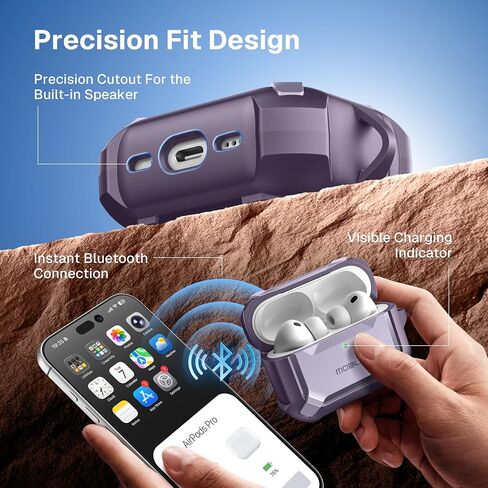 MOBOSI for AirPods Pro 3 Case with Magnetic Lid Lock,Purple in Saudi Arabia
