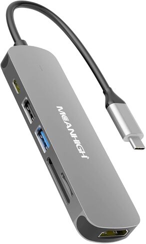 USB C Hub 6-in-1 Type C to HDMI Splitter with 4K 30Hz Multiport Dongle 100W PD Charging Docking Station SD/TF Card Reader for MacBook Air, MacBook Pro, XPS, Flash Drive, Mobile HDD in Kuwait