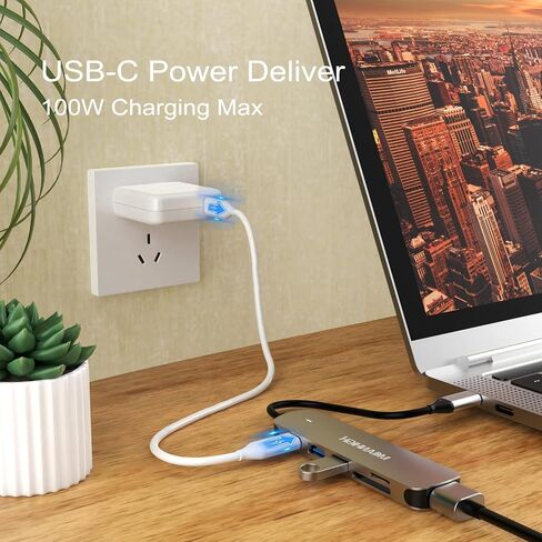 USB C Hub 6-in-1 Type C to HDMI Splitter with 4K 30Hz Multiport Dongle 100W PD Charging Docking Station SD/TF Card Reader for MacBook Air, MacBook Pro, XPS, Flash Drive, Mobile HDD in Kuwait