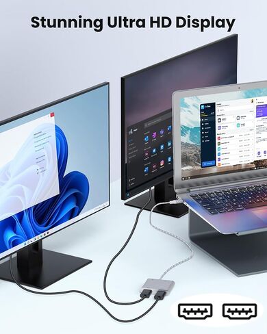 USB C to Dual HDTV Adapter, 4K@60Hz USB C Hub in Kuwait