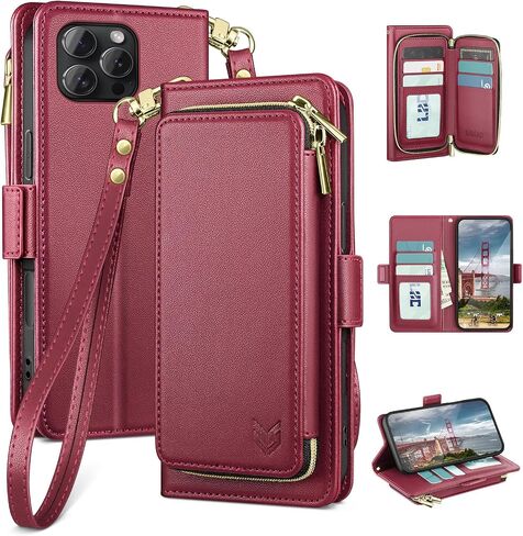 DJBEAR iPhone 13 Pro Max 6.7" Wallet Case Dark Purple in Kuwait