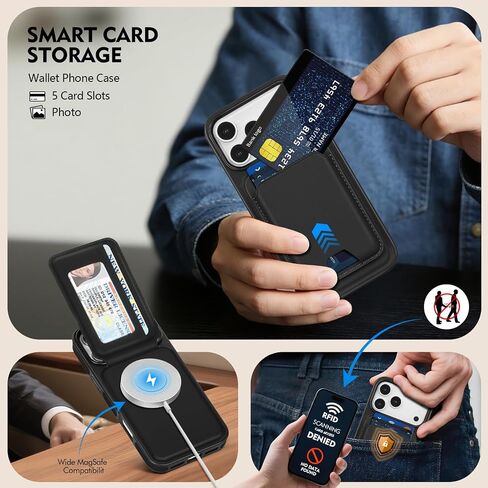 SkyEagle Compatible with MagSafe iPhone 17 Pro Wallet Case,Black in Saudi Arabia