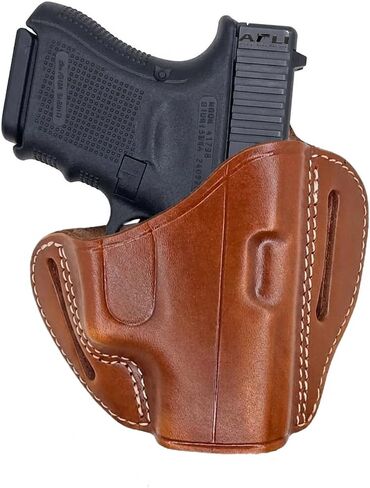 Leather OWB Holster for Glock 26 - Leather Holsters for Glock 30 - Fits G26, G27, G28, G29, G30, G33, G39 - Pancake Holster for Glock 27 - Concealed Carry Fast Draw - G26 OWB Holsters in Kuwait