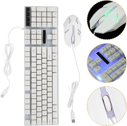 USB Wired Mechanical Feel Keyboard Mouse Combo 104 Keys White in Saudi Arabia
