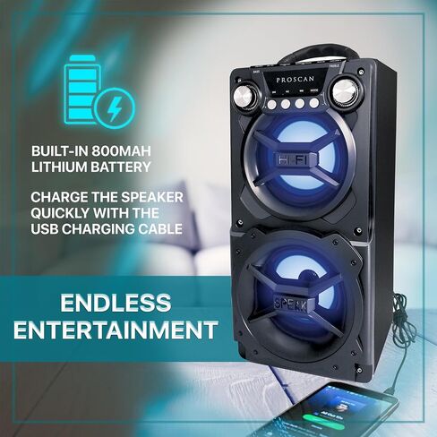 LEDVANCE Sylvania, Portable Speaker with Bluetooth, Connect to iPhone, iPad or Android, Double Subwoofer Heavy Bass, Perfect for Events, Black in Kuwait