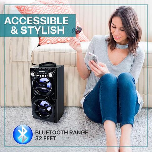 LEDVANCE Sylvania, Portable Speaker with Bluetooth, Connect to iPhone, iPad or Android, Double Subwoofer Heavy Bass, Perfect for Events, Black in Kuwait