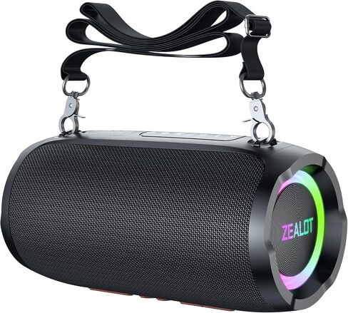 ZEALOT Portable Bluetooth Speaker,80W Peak(60W) Booming Sound Speakers with LED Light,Bluetooth 5.3, Loud Speaker for Home,Party,Camping,Beach,Gifts in Kuwait