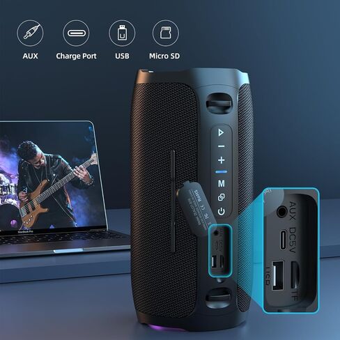 ZEALOT Portable Bluetooth Speaker,80W Peak(60W) Booming Sound Speakers with LED Light,Bluetooth 5.3, Loud Speaker for Home,Party,Camping,Beach,Gifts in Kuwait