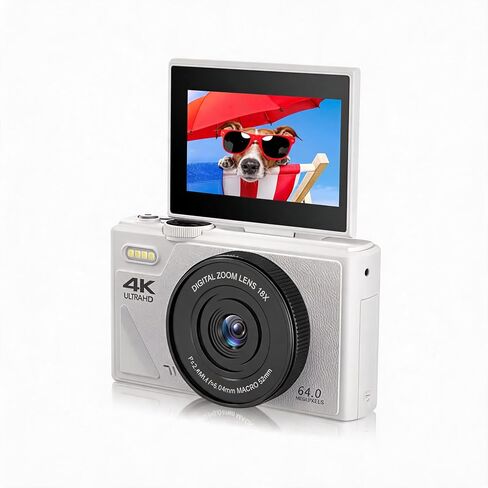كاميرا رقمية Zunate Retro 64 ميجابكسل، كاميرا تسجيل فيديو عتيقة بدقة 4K UHD مع تكبير 18X، تركيز تلقائي، شاشة قلاب 3 بوصة لمدونات الفيديو الفوتوغرافية أثناء السفر (أسود)، Zunateyk6vg30wnx-12 in Kuwait