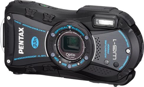 كاميرا Pentax Optio WG-1 Adventure Series 14 ميجابكسل رقمية مقاومة للماء مع تكبير بصري بزاوية واسعة 5x (أسود) in Kuwait