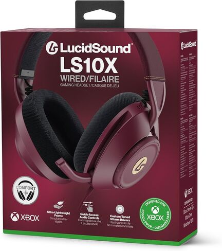 LucidSound LS10X Gen 2 Wired Gaming Headset for Xbox Series X|S - Ruby, Officially Licensed, Comfortable with Quick Controls, Mute Flip-Up Mic Sound in Kuwait