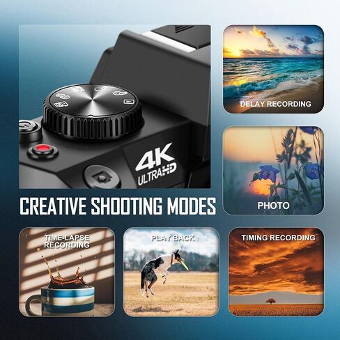 4K Digital Cameras for Photography 48MP Video Vlogging Camera for YouTube with 3" 180° Flip Screen WiFi, 16X Digital Zoom Cameras with 32GB TF Card Wide-Angle & Macro Lens (Light Black) in Saudi Arabia
