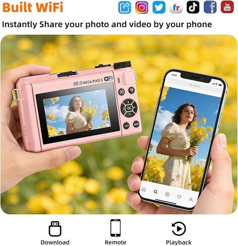 88MP 6K Digital Camera,WiFi Cameras for Photography Flash PoP-up in Saudi Arabia