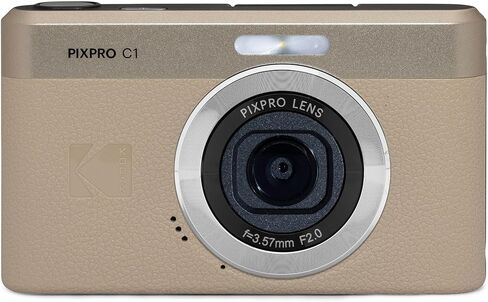 Kodak PIXPRO C1 Compact Digital Camera Tan 13MP Compact Point and Shoot with 2.8" 180° Tilt LCD Flip Screen, 4X Zoom and 1080P Full HD Video for Travel, Vlogging + Case, 32GB Card and Reader Bundle in Saudi Arabia