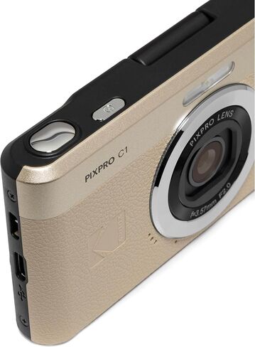 Kodak PIXPRO C1 Compact Digital Camera Tan 13MP Compact Point and Shoot with 2.8" 180° Tilt LCD Flip Screen, 4X Zoom and 1080P Full HD Video for Travel, Vlogging + Case, 32GB Card and Reader Bundle in Saudi Arabia