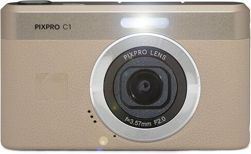 Kodak PIXPRO C1 Compact Digital Camera Tan 13MP Compact Point and Shoot with 2.8" 180° Tilt LCD Flip Screen, 4X Zoom and 1080P Full HD Video for Travel, Vlogging + Case, 32GB Card and Reader Bundle in Saudi Arabia
