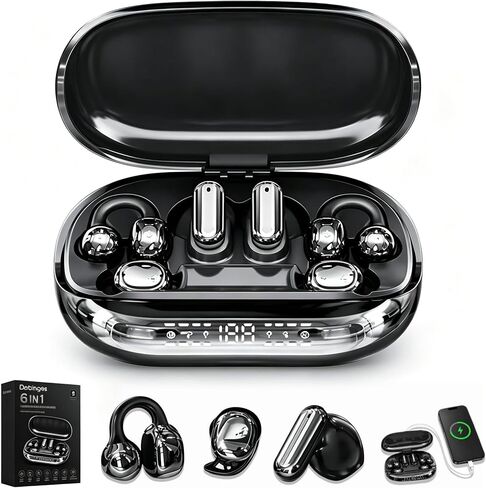 6-in-1 Smart Wireless Earbuds, Open Ear Clip-on, In-ear & Sleep (Purple) in Saudi Arabia