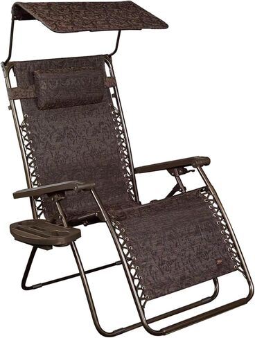 Bliss Hammocks GFC-452WSR Wide XL Zero Gravity w/Canopy, Pillow, & Drink Tray Folding Outdoor Lawn, Deck, Patio Adjustable Lounge Chair, 360 lbs. Capacity, Weather and Rust Resistant, SAND in Saudi Arabia