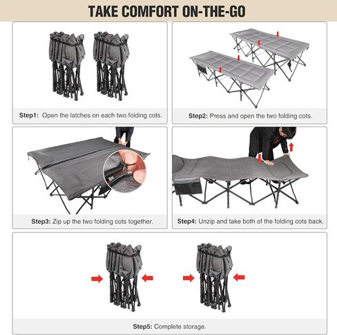 REDCAMP 2 Person Folding Camping Cot for Adults, 59''W XXL Double Cot in Kuwait